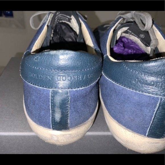 Navy Golden Goose Canvas/Leather Superstars Sneakers Sz 42/US11 - Picture 8 of 16